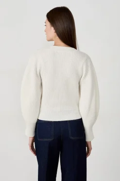 ETAM Cuello Redondo|Jerséis|Suéter de mangas abullonadas BEIGE