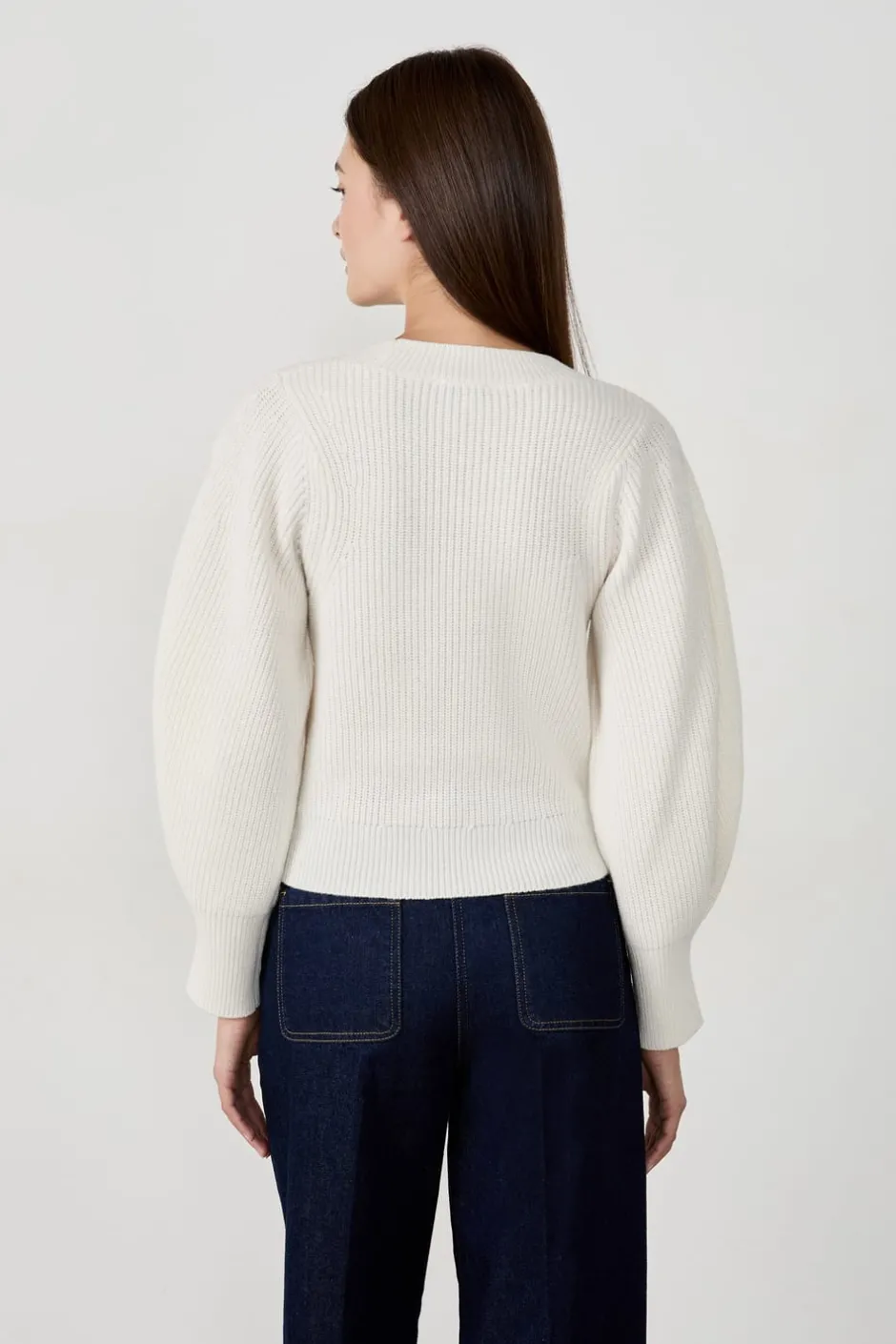 ETAM Cuello Redondo|Jerséis|Suéter de mangas abullonadas BEIGE