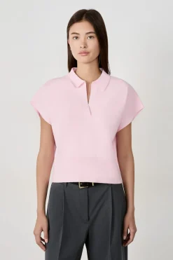ETAM Cuello En V|Sin Mangas|Suéter sin mangas cuello Polo ROSA EMPOLVADOS