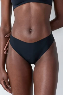 ETAM Braguitas Invisibles|Tanga Brasileño|Tanga alto de microfibra NEGRO