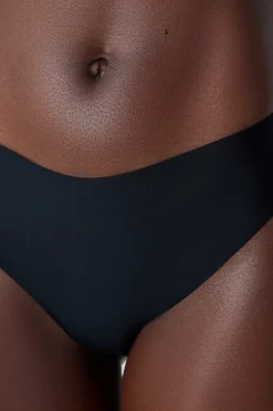 ETAM Braguitas Invisibles|Tanga Brasileño|Tanga alto de microfibra NEGRO