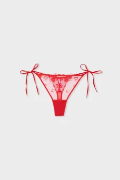ETAM Braguitas Sexy|Braguitas Party|Tanga bordada con motivos de corazones IMP FONDO ROSA