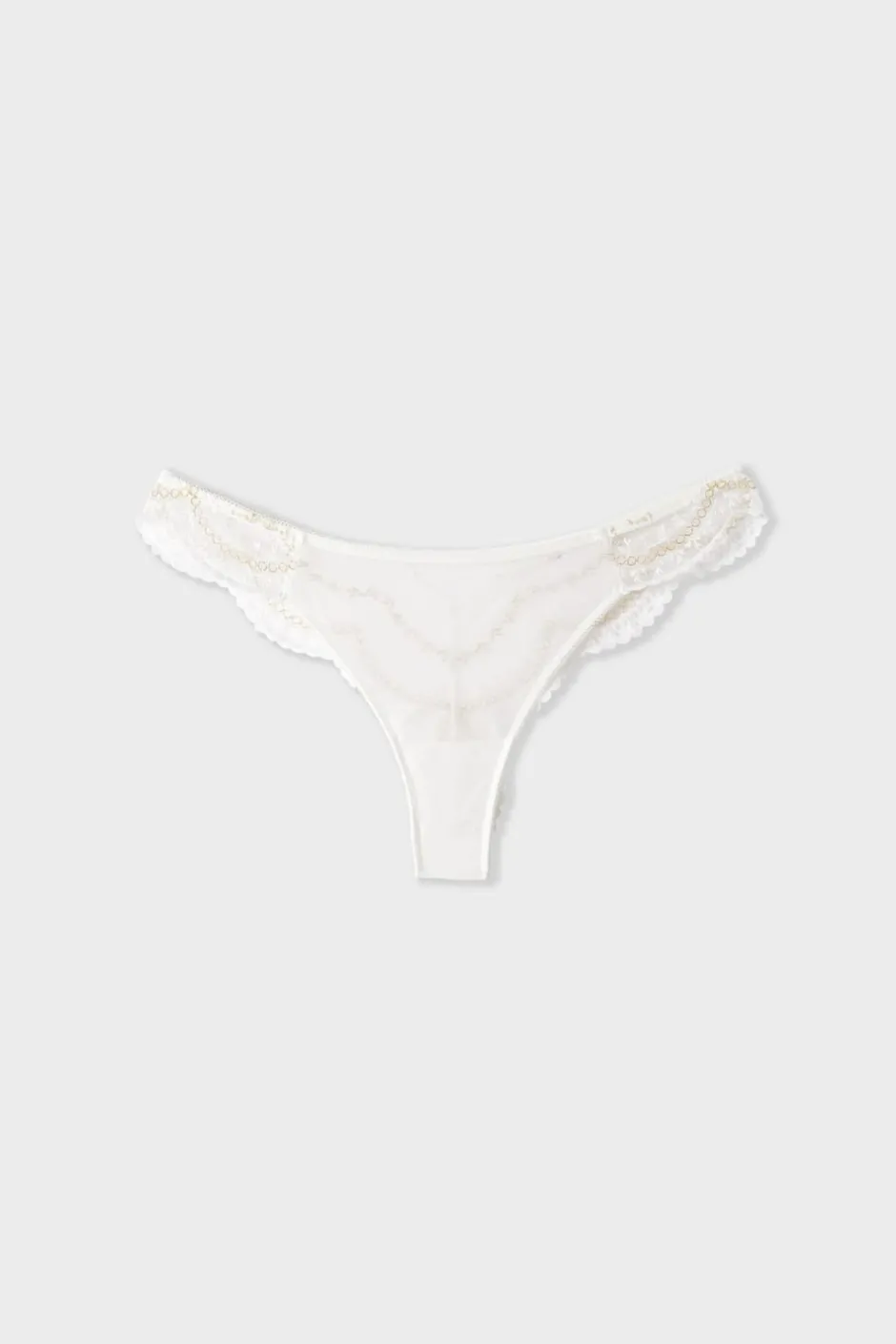 ETAM Braguitas Novias|Tanga Brasileño|Tanga bordado CRUDO