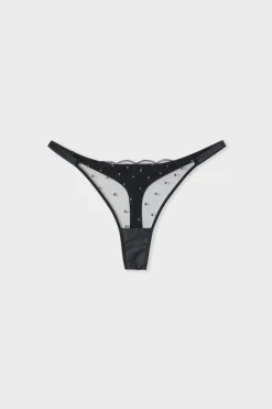 ETAM Tanga|Tanga bordado NEGRO