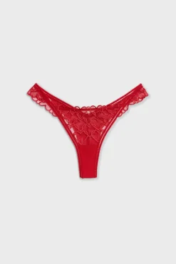 ETAM Braguitas Sexy|Tanga Brasileño|Tanga bordado corazón ROJO