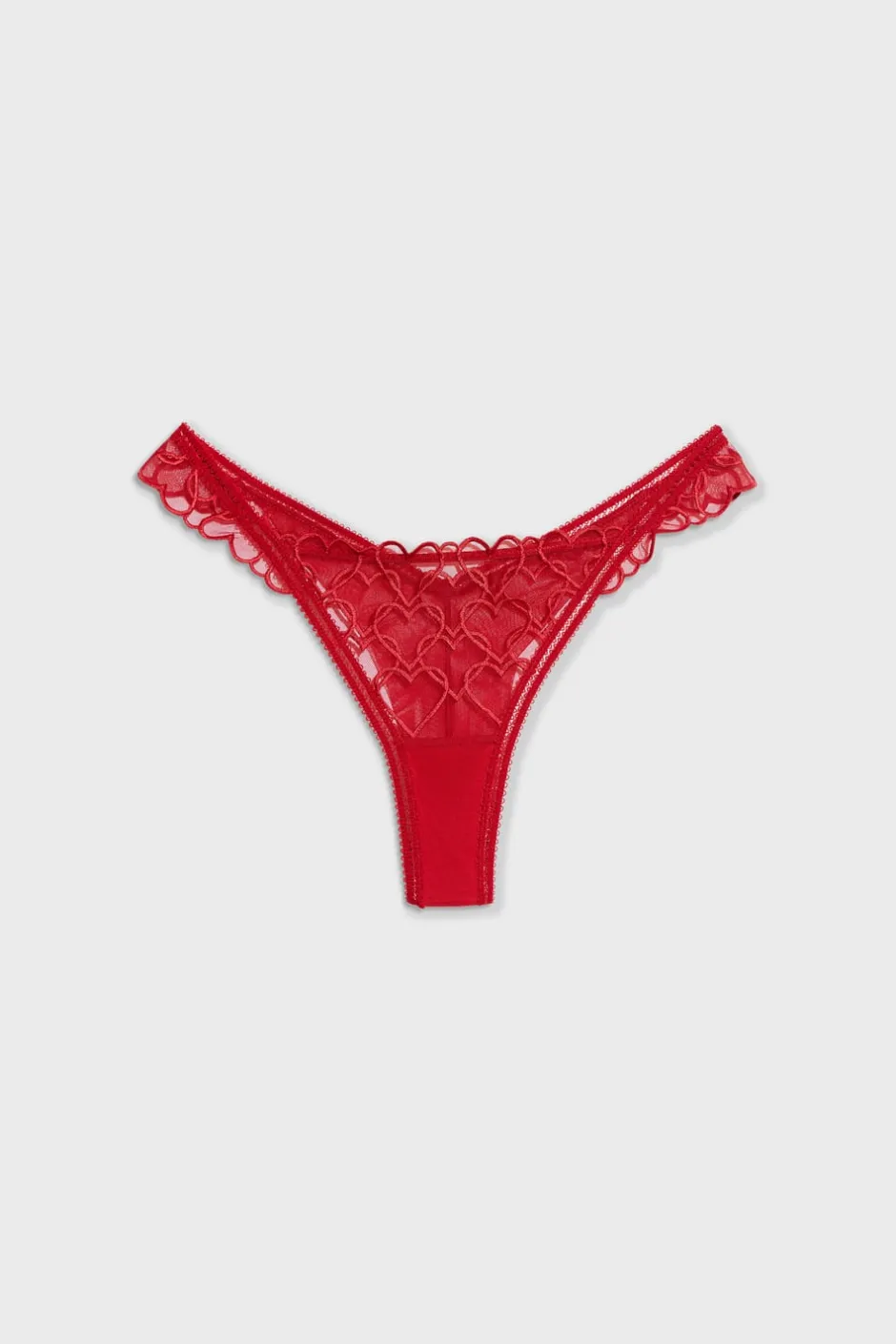 ETAM Braguitas Sexy|Tanga Brasileño|Tanga bordado corazón ROJO