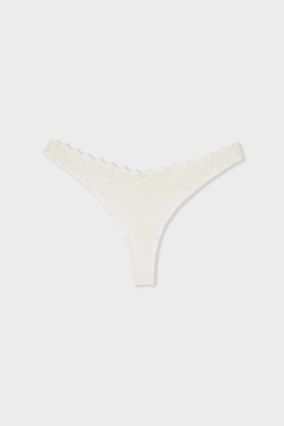 ETAM Tanga Brasileño|Tanga con bordado ECRU