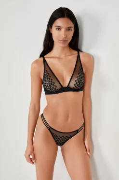 ETAM Tanga Brasileño|Tanga con bordado NEGRO
