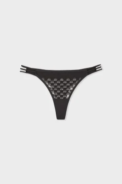 ETAM Tanga Brasileño|Tanga con bordado NEGRO