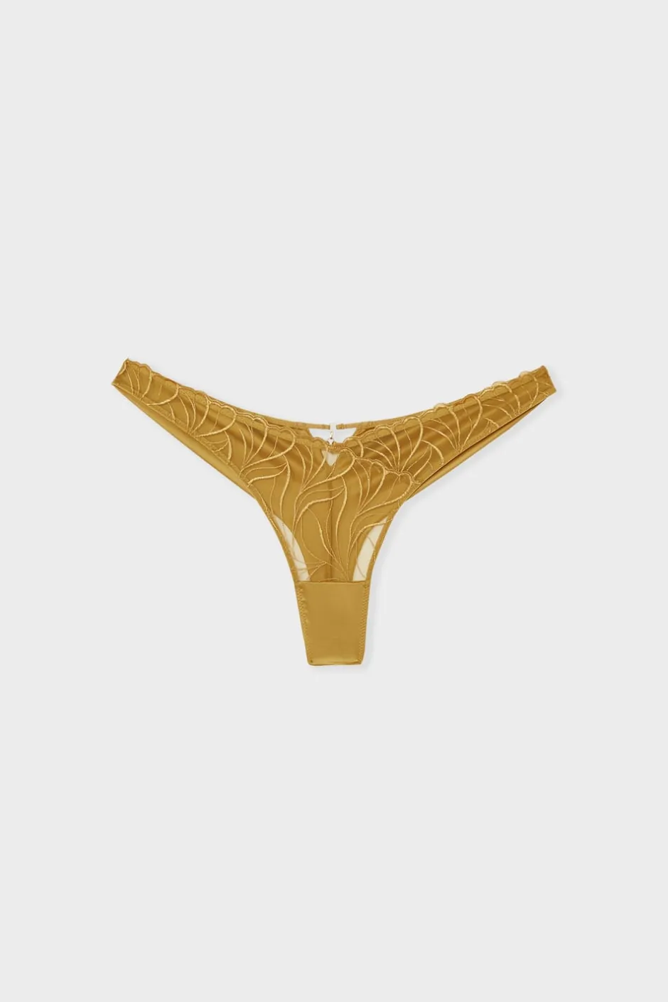 ETAM Tanga Brasileño|Tanga con bordado floral AMARILLO ÁCIDO