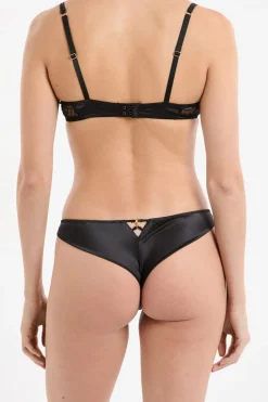 ETAM Tanga Brasileño|Tanga con bordado floral ANTRACITA