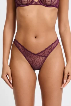 ETAM Tanga Brasileño|Tanga con bordado floral MORADO