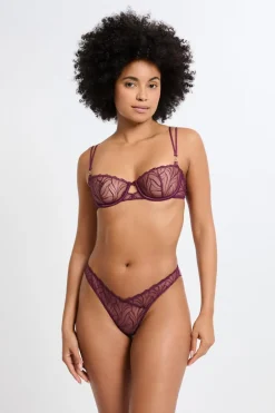 ETAM Tanga Brasileño|Tanga con bordado floral MORADO