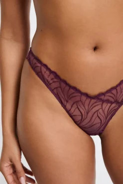 ETAM Tanga Brasileño|Tanga con bordado floral MORADO