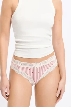 ETAM Tanga Brasileño|Braguitas Party|Tanga con bordes de encaje de microfibra IMP FD BLANCO