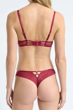 ETAM Tanga Brasileño|Novedades Braguitas|Tanga con detalles bordados BURDEOS GRANATE