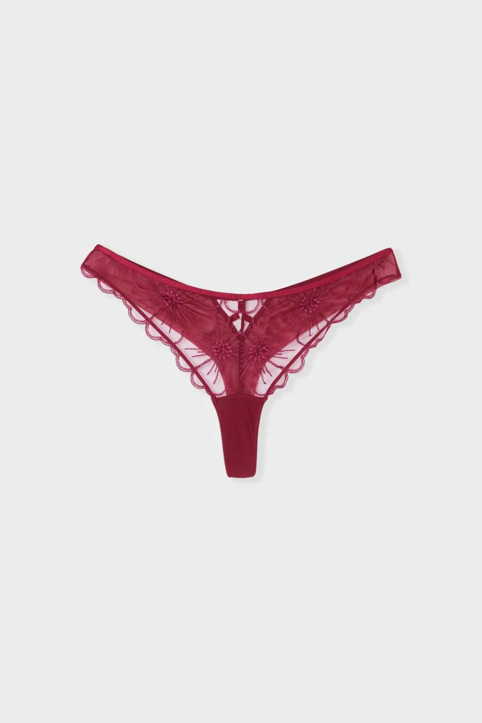 ETAM Tanga Brasileño|Novedades Braguitas|Tanga con detalles bordados BURDEOS GRANATE