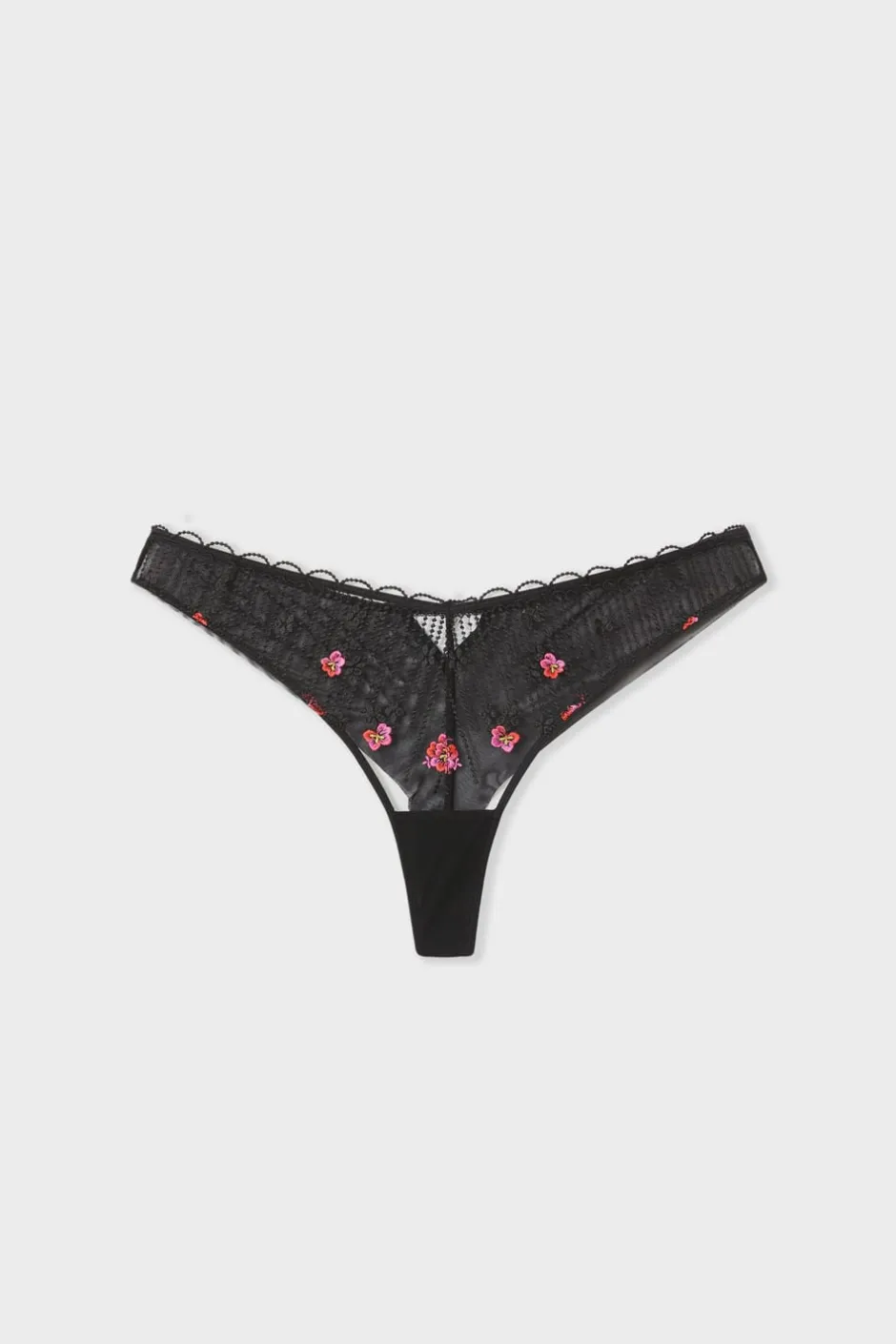 ETAM Tanga Brasileño|Tanga con detalles bordados NEGRO