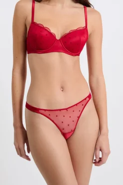 ETAM Tanga Brasileño|Novedades Braguitas|Tanga con detalles bordados ROJO