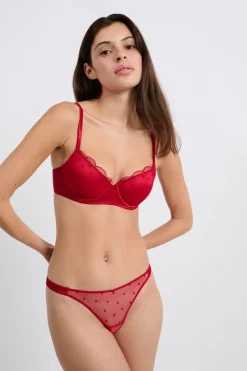 ETAM Tanga Brasileño|Novedades Braguitas|Tanga con detalles bordados ROJO