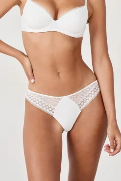 ETAM Braguitas Novias|Braguitas Encaje|Tanga con detalles de encaje BLANCO