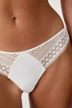 ETAM Braguitas Novias|Braguitas Encaje|Tanga con detalles de encaje BLANCO