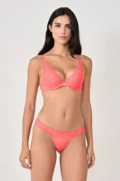 ETAM Braguitas Encaje|Tanga Brasileño|Tanga con encaje CORAL