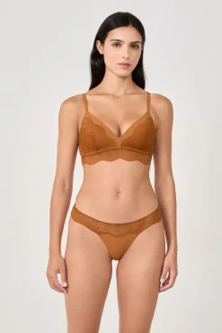 ETAM Braguitas Encaje|Tanga Brasileño|Tanga con encaje MARRÓN