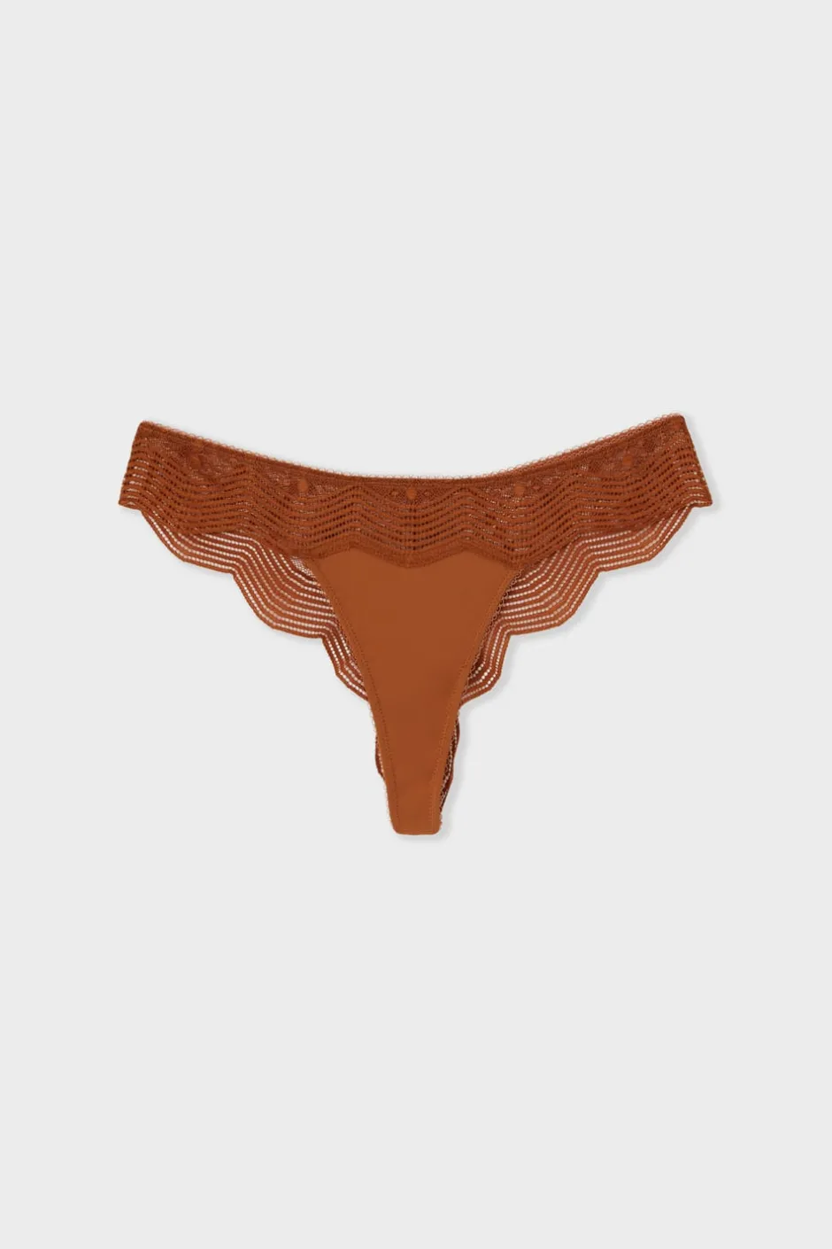 ETAM Braguitas Encaje|Tanga Brasileño|Tanga con encaje MARRÓN