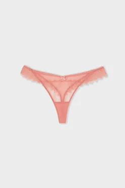 ETAM Braguitas Encaje|Tanga Brasileño|Tanga con encaje ROSA