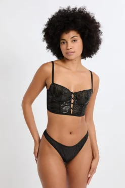 ETAM Tanga Brasileño|Tanga con lentejuelas NEGRO