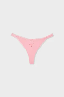 ETAM Braguitas Sexy|Tanga|Tanga de algodón ROSA