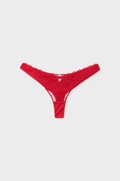 ETAM Tanga Brasileño|Novedades Braguitas|Tanga de bordado ROJO