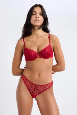 ETAM Tanga Brasileño|Novedades Braguitas|Tanga de bordado ROJO