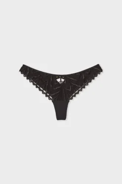 ETAM Tanga Brasileño|Novedades Braguitas|Tanga de bordado NEGRO