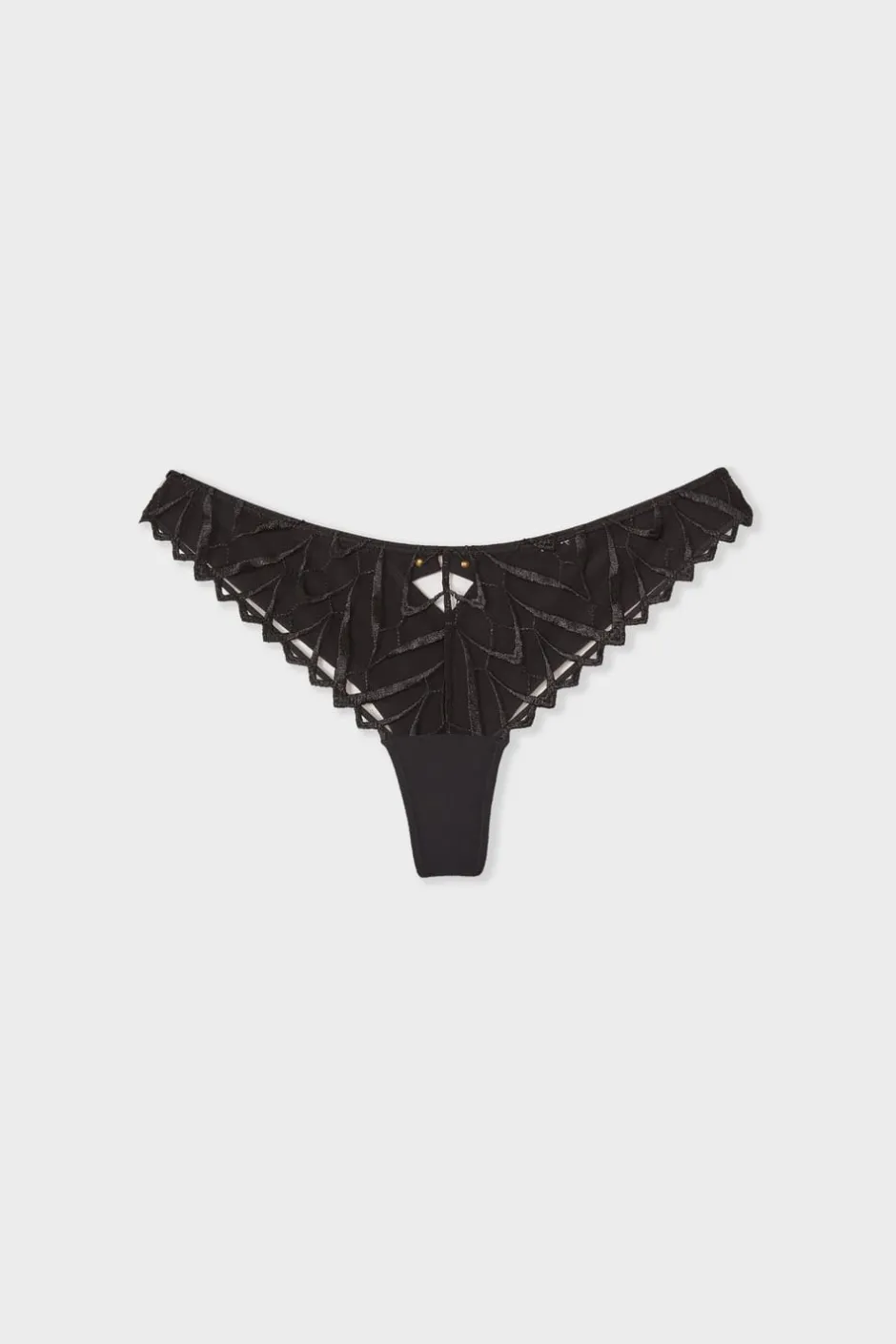 ETAM Tanga Brasileño|Novedades Braguitas|Tanga de bordado NEGRO
