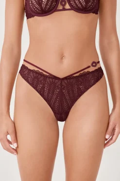 ETAM Braguitas Encaje|Tanga Brasileño|Tanga de encaje BURDEOS GRANATE