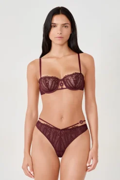 ETAM Braguitas Encaje|Tanga Brasileño|Tanga de encaje BURDEOS GRANATE