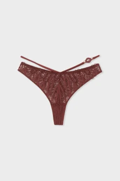 ETAM Braguitas Encaje|Tanga Brasileño|Tanga de encaje BURDEOS GRANATE