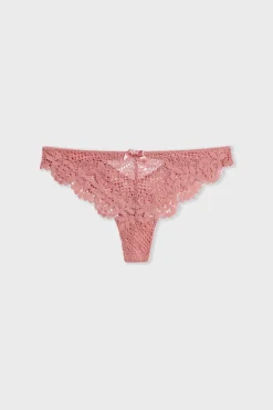 ETAM Tanga Brasileño|Braguitas Encaje|Tanga de encaje ROSA