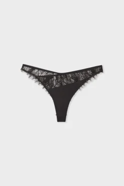 ETAM Tanga Brasileño|Braguitas Encaje|Tanga de encaje NEGRO