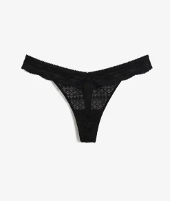 ETAM Tanga|Braguitas Encaje|Tanga de encaje NEGRO