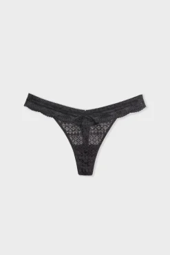 ETAM Tanga|Braguitas Encaje|Tanga de encaje NEGRO