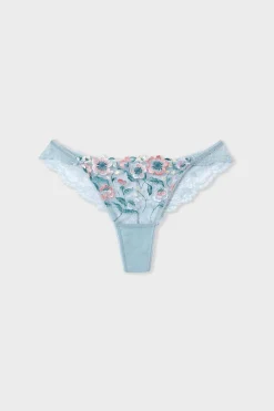 ETAM Tanga Brasileño|Novedades Braguitas|Tanga de encaje AZUL CLARO