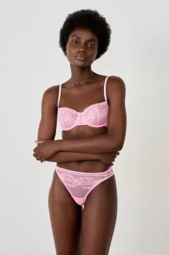 ETAM Braguitas Encaje|Tanga Brasileño|Tanga de encaje ROSA