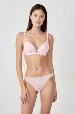 ETAM Braguitas Encaje|Tanga Brasileño|Tanga de encaje ROSA EMPOLVADO