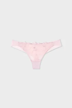 ETAM Braguitas Encaje|Tanga Brasileño|Tanga de encaje ROSA EMPOLVADO