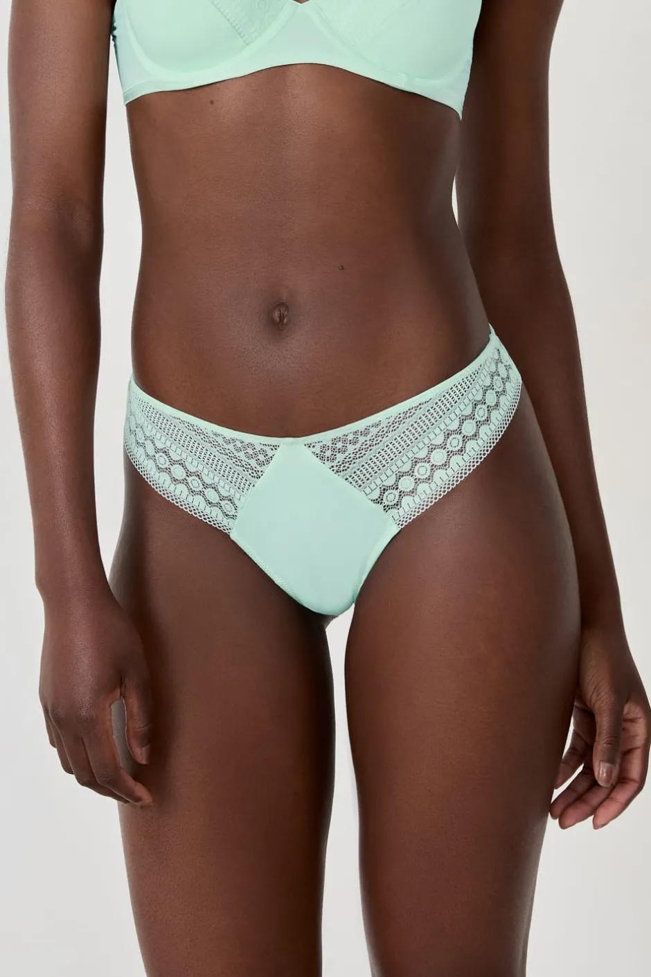 ETAM Braguitas Encaje|Tanga|Tanga de encaje VERDE PÁLIDO