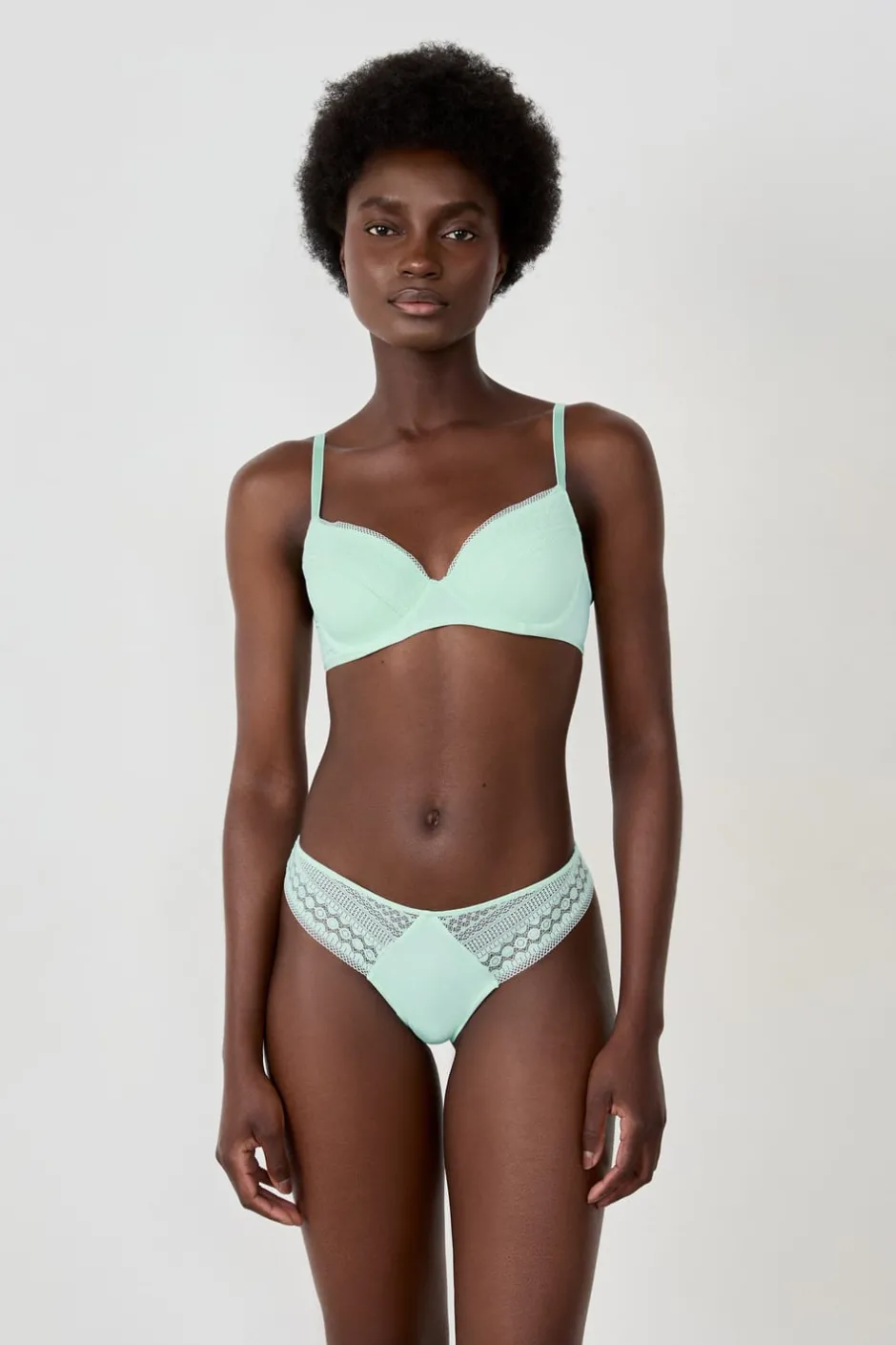 ETAM Braguitas Encaje|Tanga|Tanga de encaje VERDE PÁLIDO