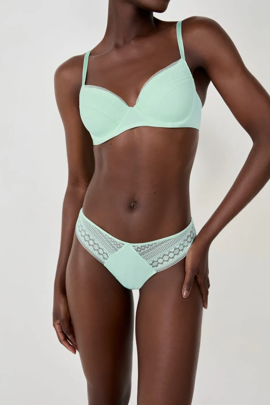 ETAM Braguitas Encaje|Tanga|Tanga de encaje VERDE PÁLIDO